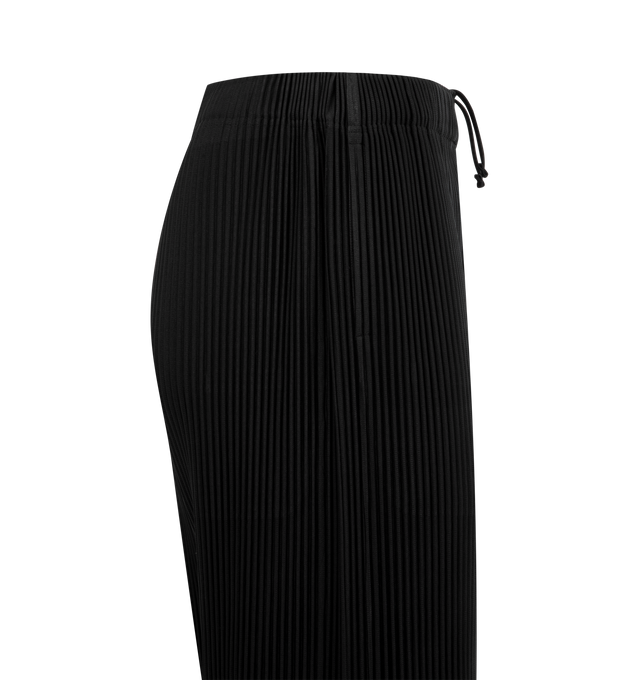 Image 3 of 3 - BLACK - ISSEY MIYAKE Straight Leg Trousers featuring elasticized waist, straight leg and accordion pleats throughout. 100% polyester. Made in Philippines.