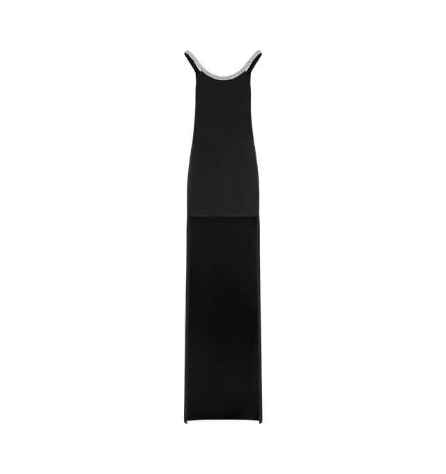 Image 1 of 2 - BLACK - TOM FORD Crystal Embroidery Cocktail Dress featuring an asymmetric crepe satin cocktail dress with sculpted crystal-chain embroidery, a high-low silhouette and fully lined. 73% acetate, 27% viscose. Lining: 100% silk. Made in Italy. This item may be restricted for online purchase to international clients. For assistance purchasing this item please contact our dedicated stylist team at personalshopping@hirshleifers.com.