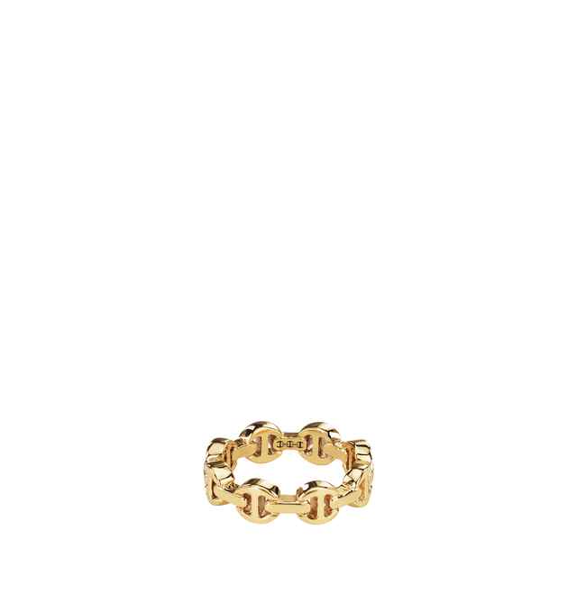 Image 1 of 2 - GOLD - HOORSENBUHS Dame Tri Link Ring featuring 18k yellow gold and 5.4mm band width. Size 6.Hirshleifers offers a range of initial pieces from this collection in-store. For personal consultation and detailed information about jewelry, please contact our dedicated stylist team at personalshopping@hirshleifers.com.