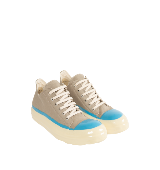 Image 2 of 5 - NEUTRAL - DRKSHDW Low Sneaks Sneakers featuring calfskin cap toe, lace-up closure, metal eyelets at inner side and treaded rubber sole. Made in Italy.