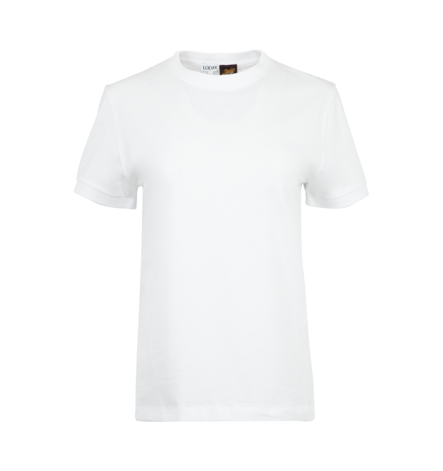 Image 1 of 2 - WHITE - LOEWE PAULA'S IBIZA Lace T-shirt in lightweight cotton featuring a circular lace insert at the back with an Anagram at the center, regular fit, regular length, crew neck and anagram embroidery placed at the front. Cotton. Made in Portugal.