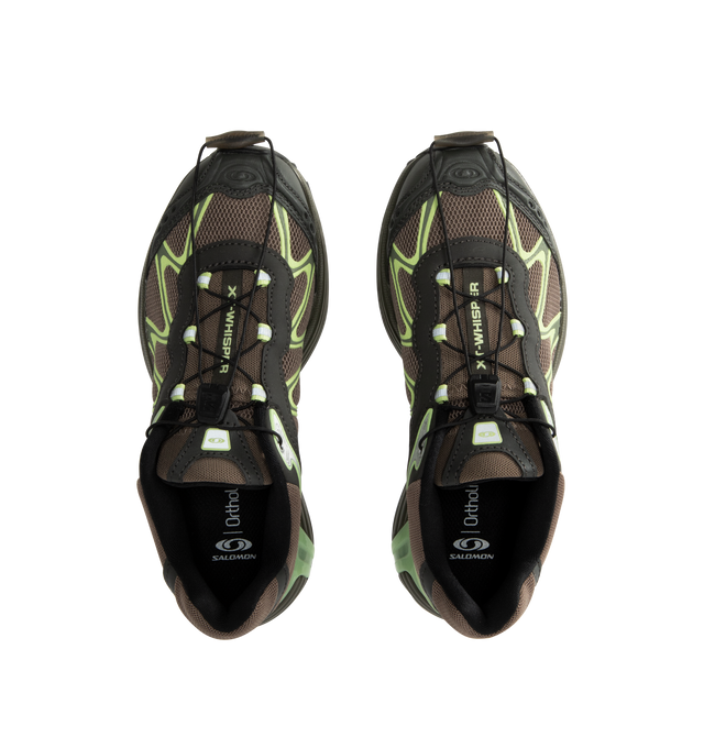 Image 5 of 5 - BROWN - SALOMON XT-Whisper Sneaker featuring textile and synthetic upper, quickLACE system, rubber outsole, agileChassis System, OrthoLite diecut sockliner and Mud contaGRIP.