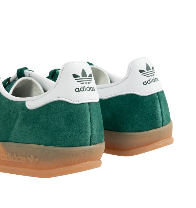 Image 3 of 5 - GREEN - ADIDAS Gazelle Indoor Sneakers are a lace-up style with suede uppers and gum outsoles. Textile linings. Unisex style in men's sizes.