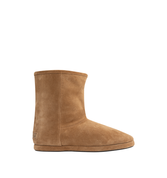 Image 1 of 4 - BROWN - BALENCIAGA Alaska Soft Bootie featuring split calfskin, wool and synthetic material, round toe, Balenciaga logo debossed on the back and tone-on-tone sole. Upper: calfskin, wool, polyester, acrylic. Sole: TPU, bio-based TPU. Insole: wool, polyester, acrylic. Made in Italy.