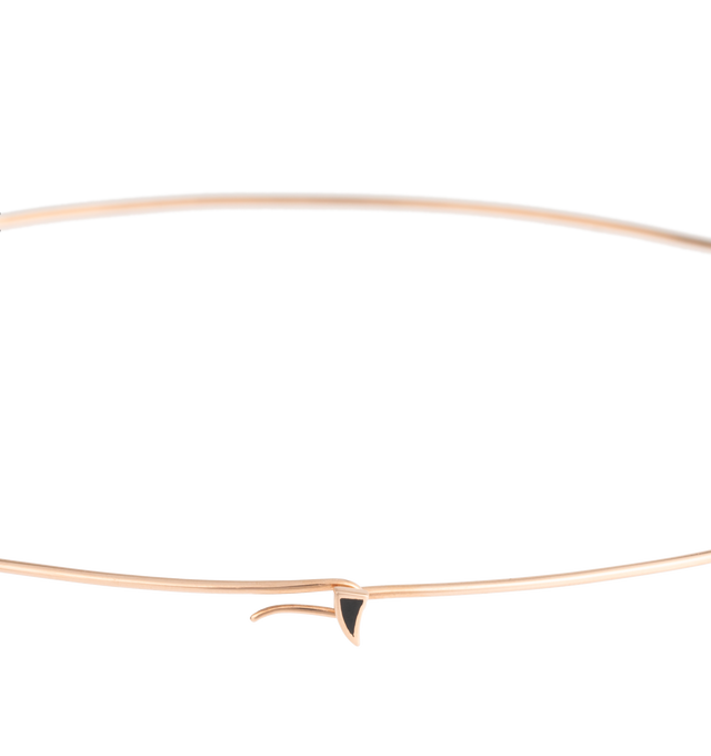 Image 2 of 2 - GOLD - DEZSO Wave Gold Wire Necklace featuring wave 18k rose gold wire necklace with black enamel shark fin closure. 