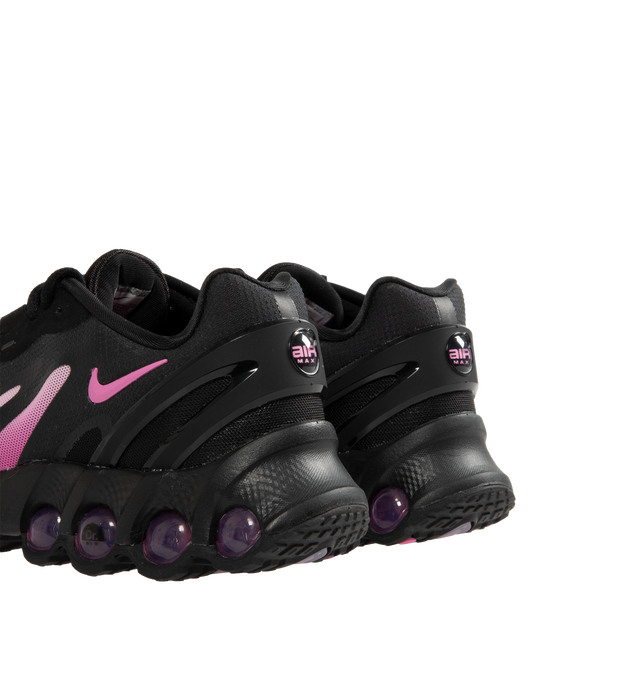Image 3 of 5 - BLACK - NIKE Air Max Dn8 Sneaker featuring Dynamic Air system with dual-chambered tubes and tuned pressure levels, sculpted upper made from lightweight mesh on top, plastic heel clip, foam midsole, rubber outsole and reflective design details.
