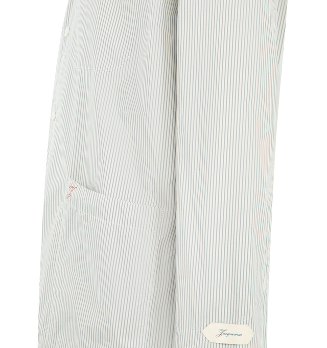 Image 3 of 3 - GREY - JACQUEMUS Boutis Shirt featuring classic collar, front button fastening, patch pockets and stripe pattern. 75% polyester, 25% cotton.