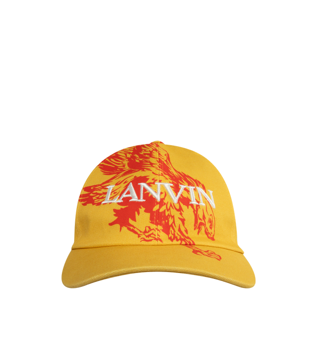 Image 1 of 3 - YELLOW - LANVIN LAB X FUTURE Eagle Baseball Cap featuring printed cap, eagle motif and embroidered Lanvin logo in front. Made in Italy. 