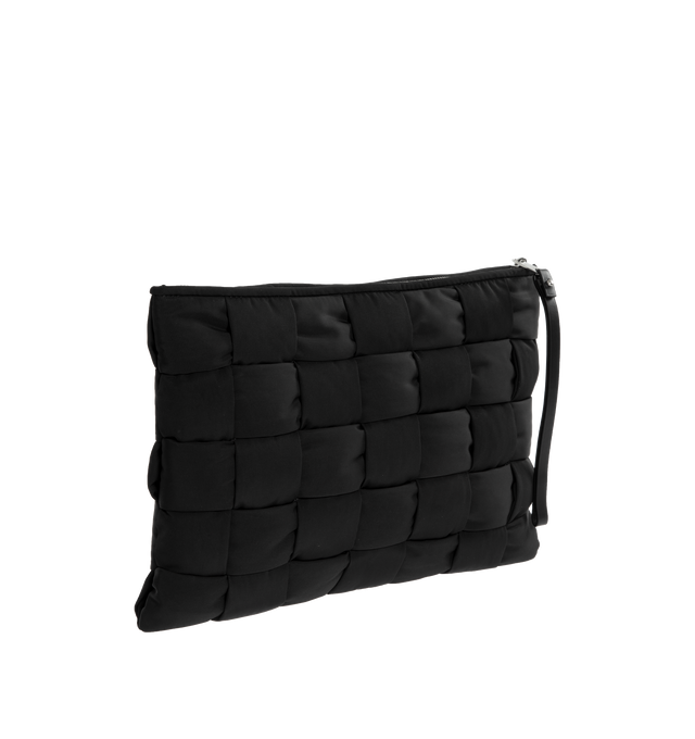 Image 2 of 3 - BLACK - BOTTEGA VENETA Cassette Large Padded Pouch featuring intrecciato-woven nylon taffeta pouch and zippered closure. Made in Italy. 