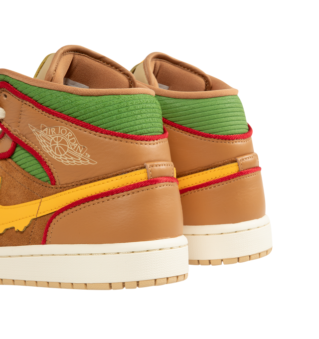 Image 3 of 5 - BROWN - JORDAN Air Jordan 1 Mid SE Sneaker featuring genuine leather upper, Nike Air technology, soft foam midsole, rubber outsole, wings logo on collar and jumpman on tongue.