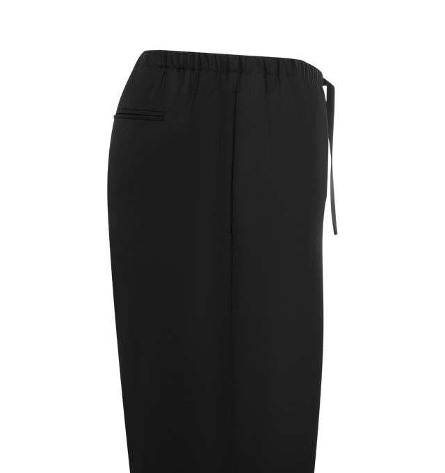 Image 3 of 3 - BLACK - THE ROW Xon Pant featuring relaxed pull-on pant in virgin wool flannel with wide, straight leg, elasticated drawstring waist and side seam pockets. 100% wool. Lined in 100% cotton. Made in Italy.