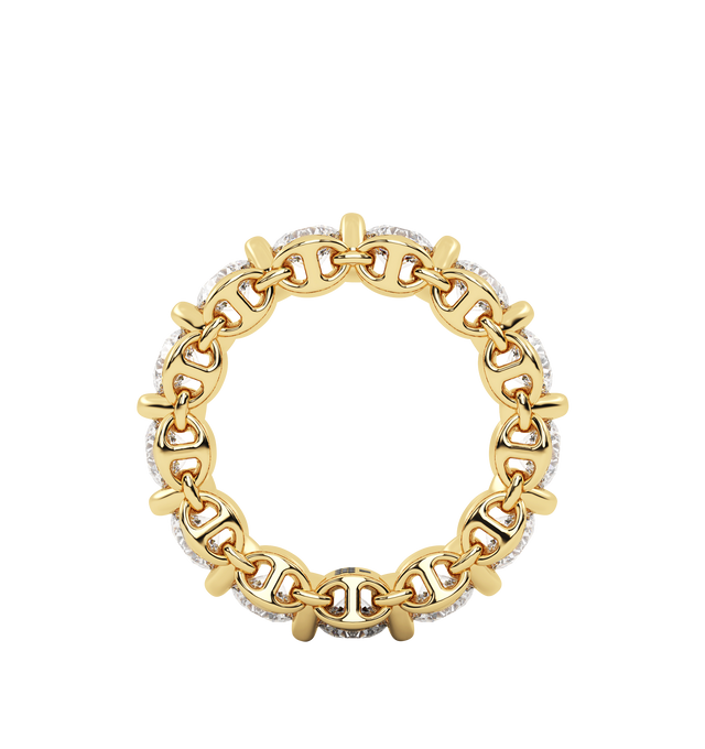 Image 3 of 3 - GOLD - HOORSENBUHS 4.5MM Infinite II Ring featuring Tri-Link motif with channel set diamonds and round brilliant Belgian cut G-VSI. Size 6.5. Hirshleifers offers a range of initial pieces from this collection in-store. For personal consultation and detailed information about jewelry, please contact our dedicated stylist team at personalshopping@hirshleifers.com. This item may be restricted for online purchase to international clients. For assistance purchasing this item please contact our ded