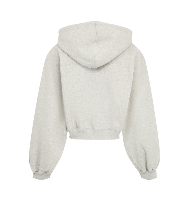Image 2 of 2 - GREY - Radh Women's The Augustine Hoodie is crafted from washed organic cotton and features a softly rounded, cropped silhouette inspired by the brand's signature Scott Hoodie. Designed with sculptural detailing, this designer hoodie is finished with a two-way zip closure, a drawcord hood for an adjustable fit, and Radh emblem embroidery at the sleeve edge. Main Material: Organic Cotton.