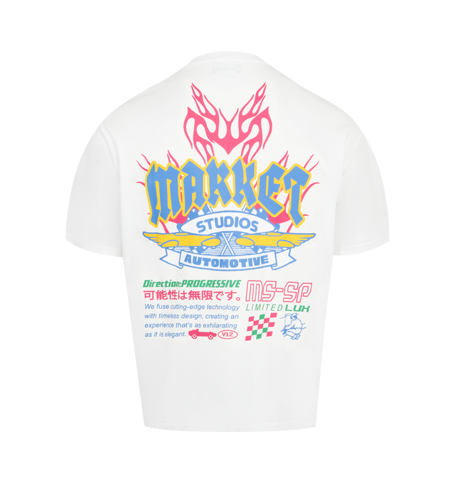 Image 2 of 2 - WHITE - MARKET V12 T-Shirt featuring crew neck, short sleeves, graphic on front and back and relaxed fit. 100% cotton.