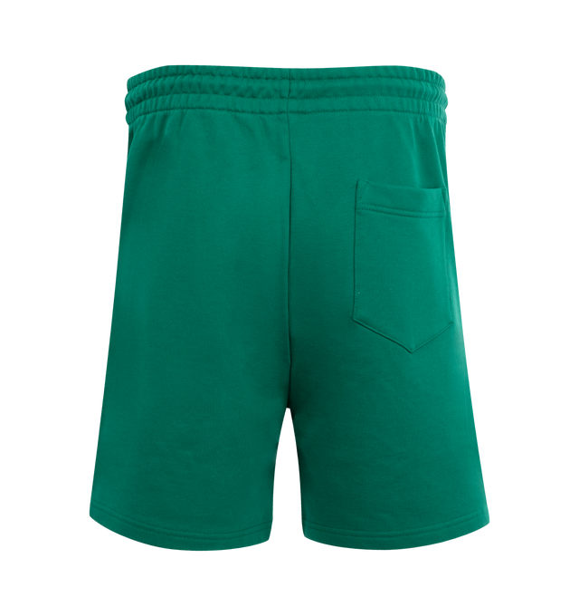 Image 2 of 3 - GREEN - CASABLANCA Montagne Sweat Shorts featuring organic cotton French terry, drawstring at elasticized waistband, three-pocket styling and logo graphic bonded at front hem. 100% organic cotton. Made in Portugal.