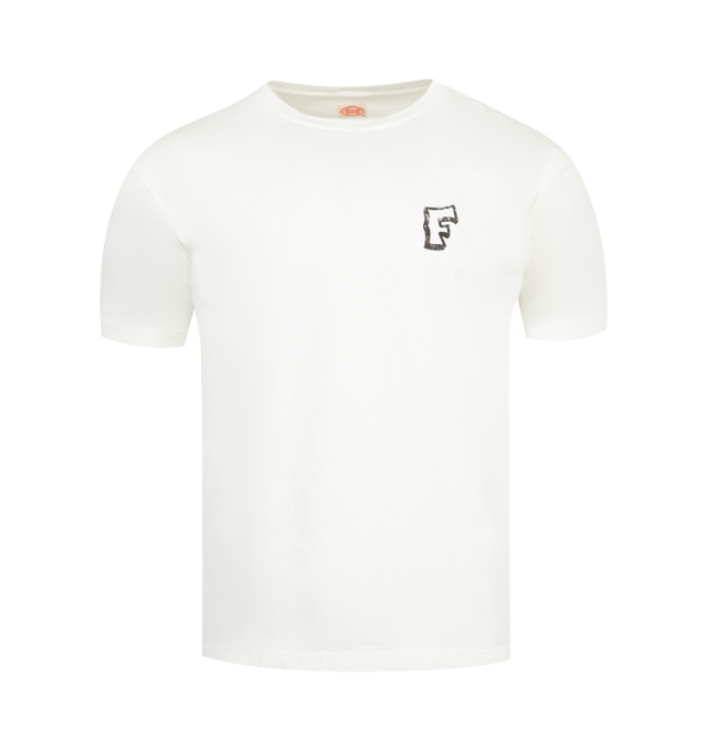 Image 1 of 2 - WHITE - FULLCOUNT Tiger Tee featuring crew neck, short sleeves, logo on chest and a tiger printed on the back. 100% cotton.