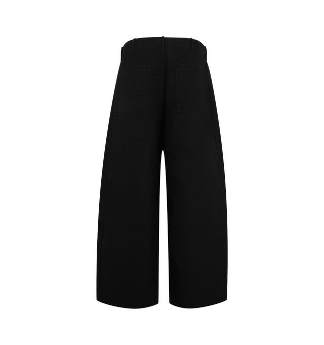 Image 2 of 3 - BLACK - Needles Men's H.D. Pant - Utility / Moleskin is crafted from brushed cotton moleskin and features the brand's signature H.D. silhouette with darts at the waist and hem that create a voluminous, curved leg shape. Designed for a relaxed fit, the heavyweight fabric offers a soft suede-like texture, subtle sheen, and durable construction that develops character with wear. Main Material: 100% Cotton. Made in Japan.