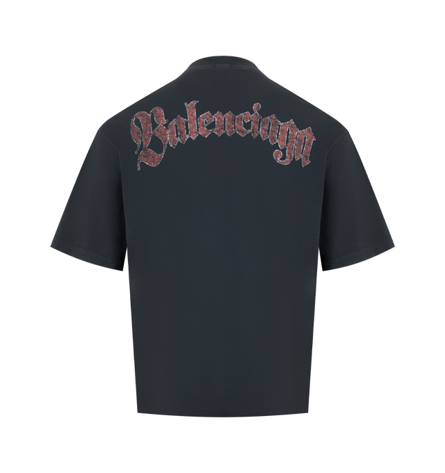 Image 2 of 2 - BLACK - BALENCIAGA Spiral Crest T-Shirt Medium Fit in faded dry jersey featuring crewneck, short sleeves and spiral crest artwork printed at front and back. 100% cotton. Made in Portugal.