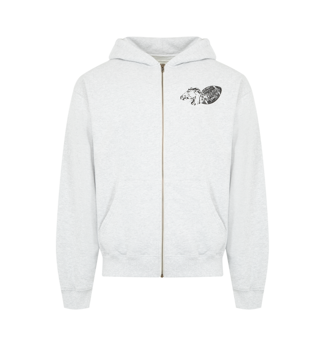 Image 1 of 2 - GREY - ONE OF THESE DAYS Days USA Zip Up Hoodie featuring a relaxed fit, fixed hood, kangaroo pocket, ribbed trims and screen-printed graphics. 100% cotton.