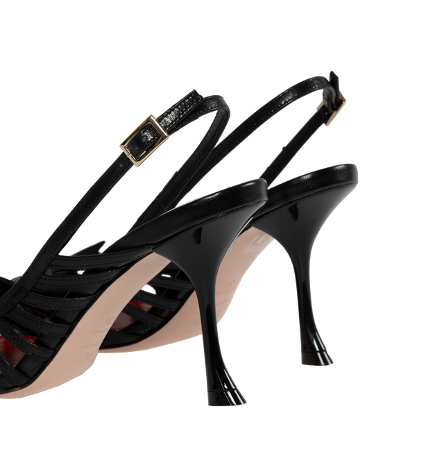 Image 3 of 4 - BLACK - ROGER VIVIER I Love Vivier Multistrap Slingback Pumps featuring leather upper, ankle strap, leather insole with heart-shaped insert, lacquered heel 3.3 ins and leather outsole. 