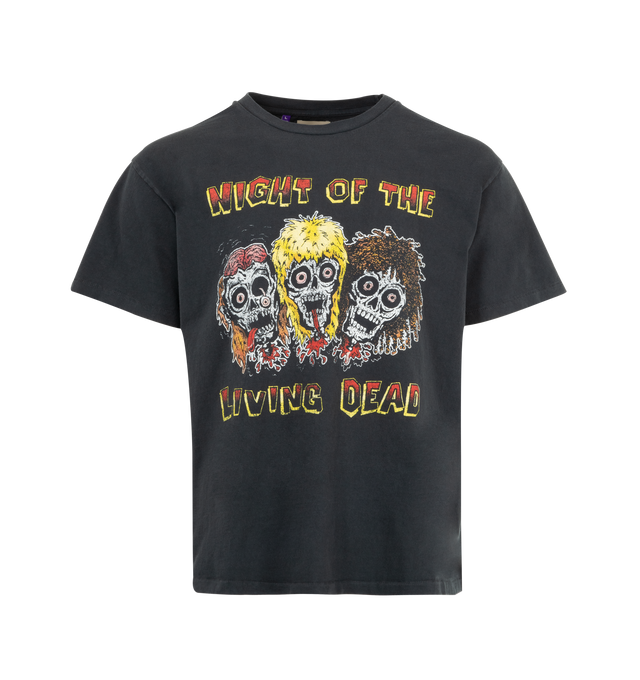 Image 1 of 2 - GREY - GALLERY DEPT. Night Of The Living Dead Tee featuring relaxed 90's fit, short sleeves, front graphic and GD ENGLISH logotype in gold glitter on the back. 100% cotton.