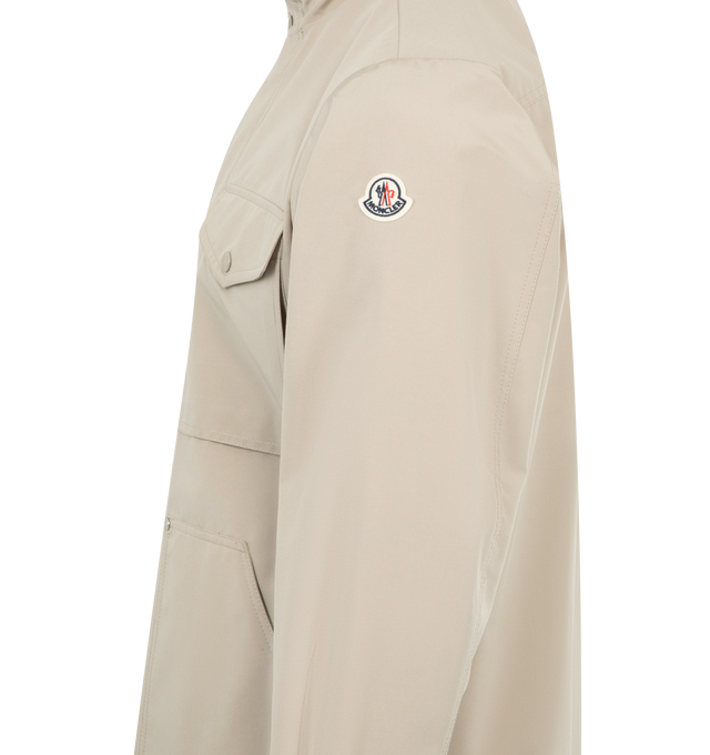 Image 3 of 4 - NEUTRAL - MONCLER Noues Field Jacket featuring micro soft lining, pull-out hood, zipper and snap button closure, zipped pockets and patch pockets with snap button closure. 85% polyester, 15% cotton. Padding: 100% polyester. Made in Romania.