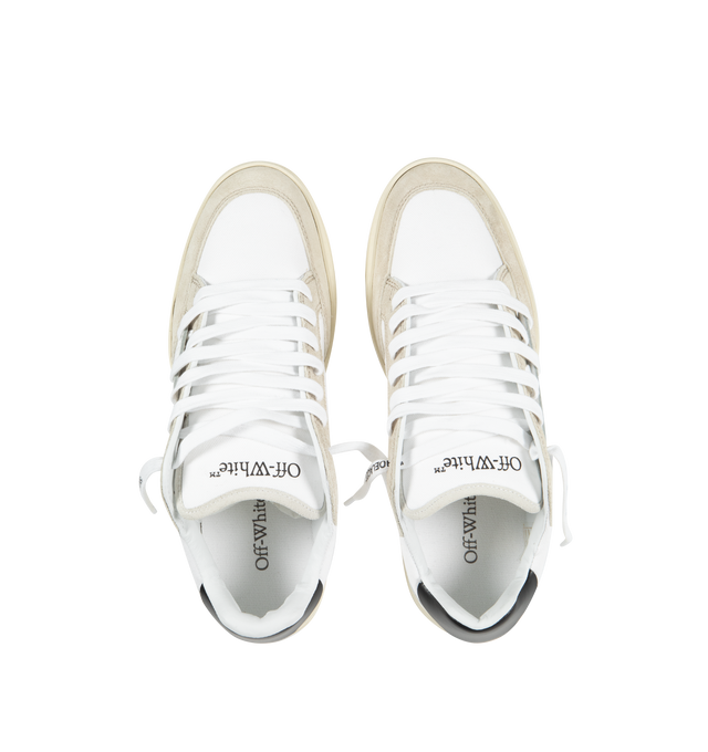 Image 5 of 5 - WHITE - OFF-WHITE 5.0 Sneaker featuring suede panelling, contrasting heel counter, logo patch to the side, branded footbed, logo-print tongue, front lace-up fastening, signature Zip Tie tag, round toe and flat rubber sole. 60% leather, 40% cotton. Sole: rubber. 