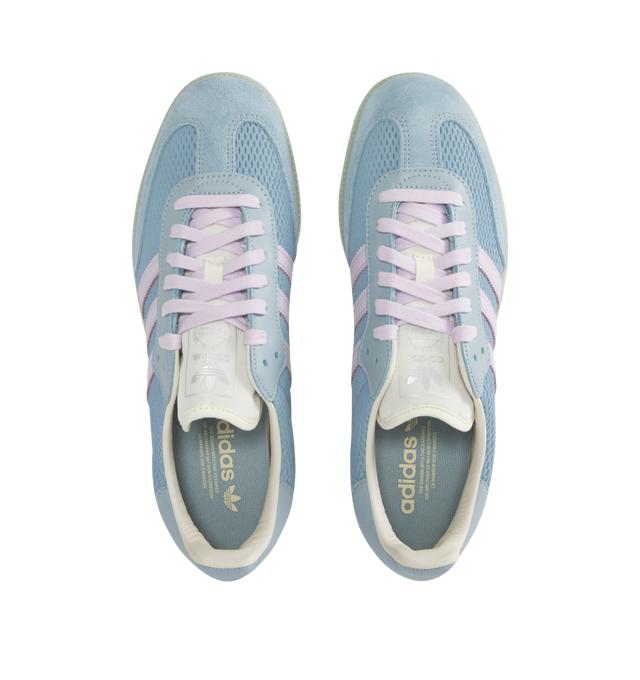 Image 5 of 5 - BLUE - ADIDAS Samba OG Shoes featuring regular fit, lace closure, mesh-like leather upper, leather and textile lining and rubber outsole.