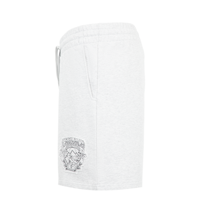 Image 3 of 3 - GREY - Casablanca Men's Cotton Graphic Shorts are crafted from cotton and features a graphic applique design that showcases the house's distinctive visual language. Designed in a classic silhouette, it is finished with an adjustable drawstring waistband, and pockets. Main Material: Cotton.
