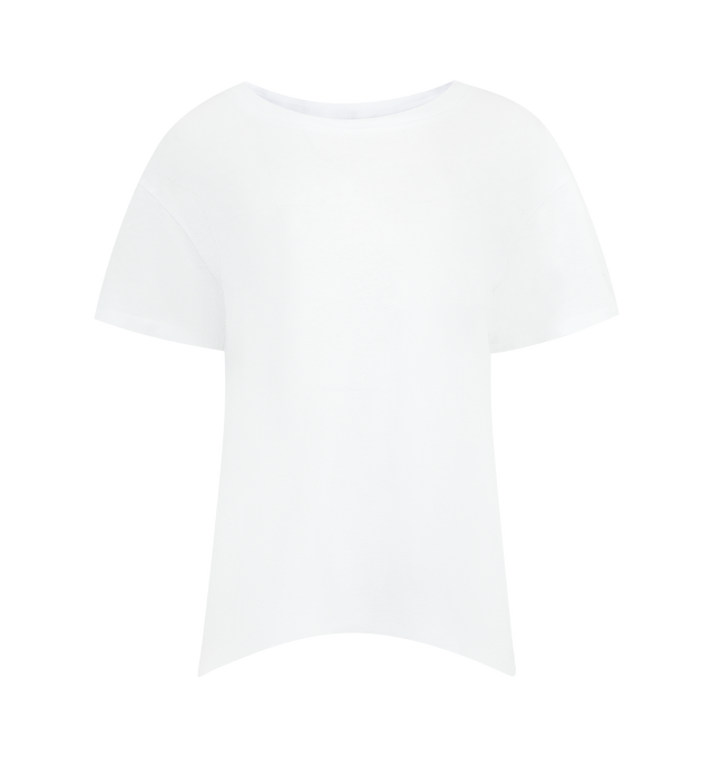 Image 1 of 2 - WHITE - NILI LOTAN Brady Tee featuring short sleeves, round neck, subtlety distressed and straight hem. 100% cotton.
