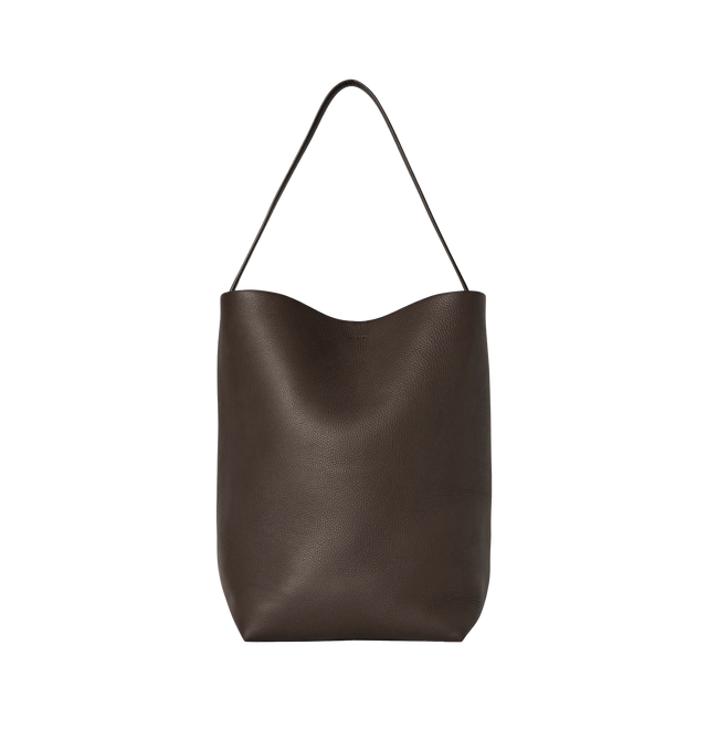 Image 1 of 3 - BROWN - THE ROW Large N/S Park Tote Bag featuring grained calfskin leather, interior toggle closure and flat handle. 15 x 17 x 8 in. 100% leather. Made in Italy.