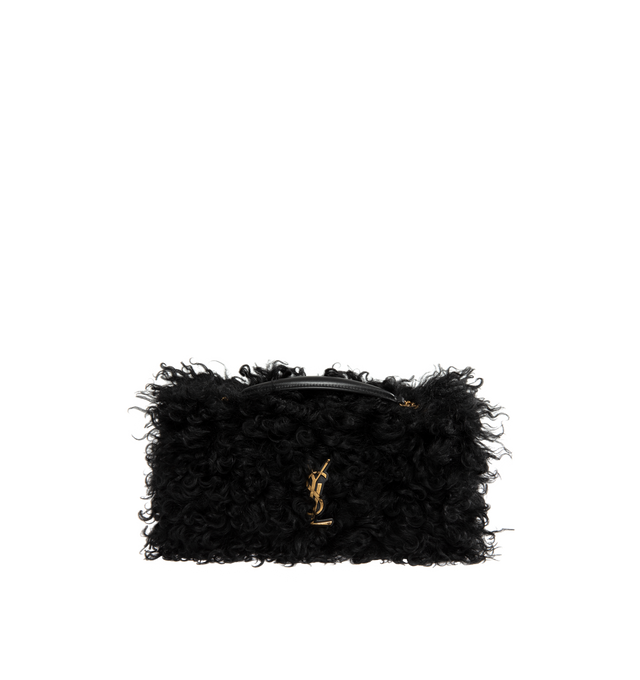 Image 1 of 4 - BLACK - SAINT LAURENT Jamie Medium Shearling Bag featuring a sliding chain strap for shoulder or crossbody carry, cotton lining, bronze-tone hardware and snap-button closure. 12.2" x 7.5" x 4.7". Single strap drop: 20.5". Folded strap drop: 10.6". Lambskin. Made in Italy.