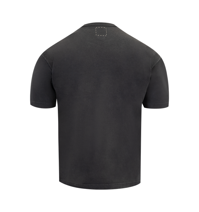 Image 2 of 2 - BLACK - VISVIM Jumbo Tee V Crash featuring jersey short sleeve t-shirt, garment-dyed, damaged finish, jumbo silhouette and screen print detail. 100% cotton.