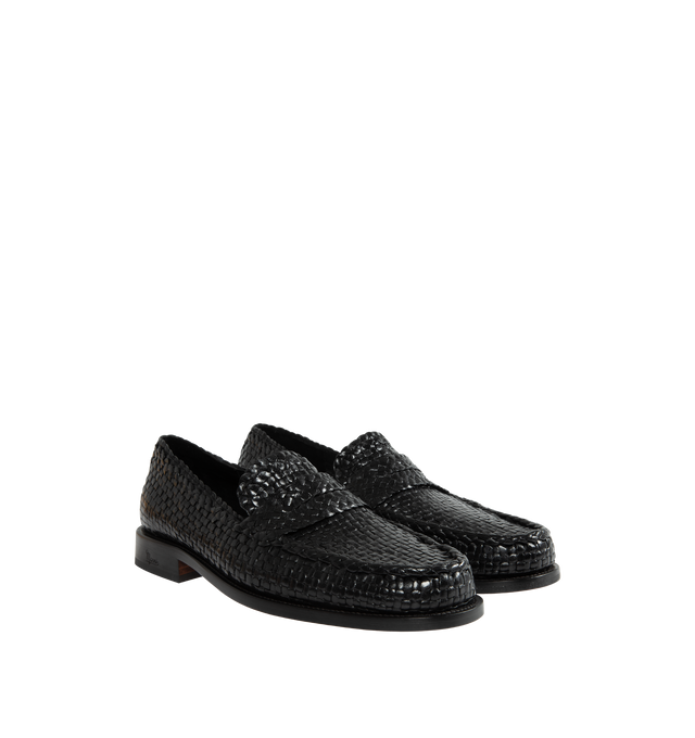 BLACK - MARNI Moccasin Shoe featuring strap with cutout at vamp, logo embossed at padded leather footbed, partial goatskin suede lining, stacked calfskin block heel with rubber injection, logo embossed at heel and calfskin sole. Heel: H1". Goatskin. Sole: calfskin, rubber. Made in Spain. 