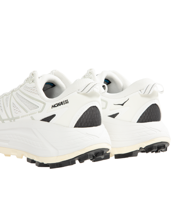 Image 3 of 5 - WHITE - HOKA U Mafate Speed 2 TS Sneaker featuring mesh and textile upper with Vibram rubber sole, lace-up front, embroidered logo on padded tongue, padded low-cut collar and pull-tab at heel.