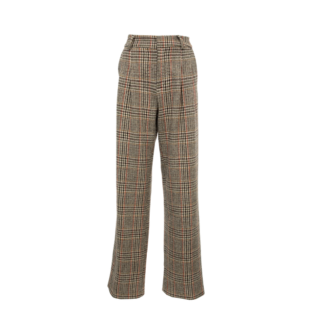 Image 1 of 4 - BROWN - LIBERTINE STARLIGHT PLEATED PANTS featuring tailored fit, belt loops, front slash pockets and back welt pockets. 100% wool. 