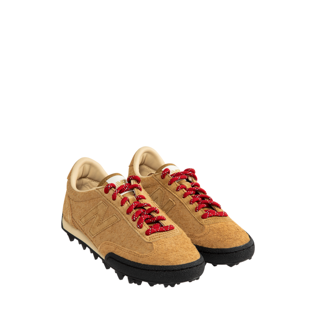 Image 2 of 5 - BROWN - NEW BALANCE Gator Run Sneaker featuring suede upper, low profile, colored laces, hairy suede upper, rubber outsole with treads and 'N' logo.