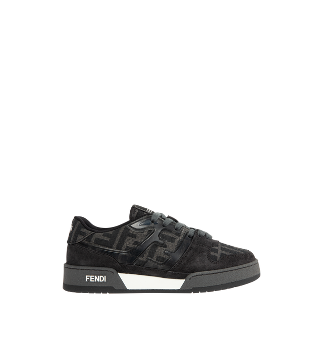 Image 1 of 5 - GREY - FENDI Match Canvas Low-Tops featuring injection-moulded FF appliqu, Fendi lettering on the side and rubber sole. 100% calf leather. Interior: 100% polyester. Made in Italy.