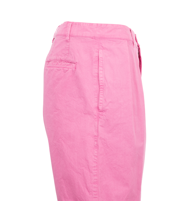 Image 3 of 3 - PINK - ASPESI Bermuda Shorts featuring garment-dyed cotton canva, a double front pleat, side pockets, welt pockets on the back, zip and button fastening and loose fit. 100% cotton.