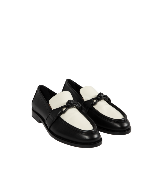 Image 2 of 4 - BLACK - BOTTEGA VENETA Astaire Loafer featuring soft bi-colour calfskin leather with signature knot detail. Calfskin. Leather outsole. Made in Italy.