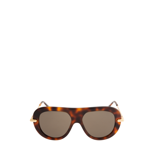 Image 1 of 3 - BROWN - LOEWE Slim Pilot Sunglasses featuring a full rim and aviator frame, slim metal and acetate construction, international fit, UVA/UVB protection, acetate tips and engraved LOEWE. Made in Italy.
