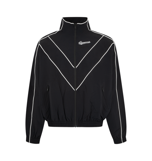 Image 1 of 2 - BLACK - WILLY CHAVARRIA Bad Boy Track Jacket featuring front zipper closure, tonal logo detail at chest, side slant pockets and lightweight ripstop fabric. 100% nylon. Lining: 100% polyester.