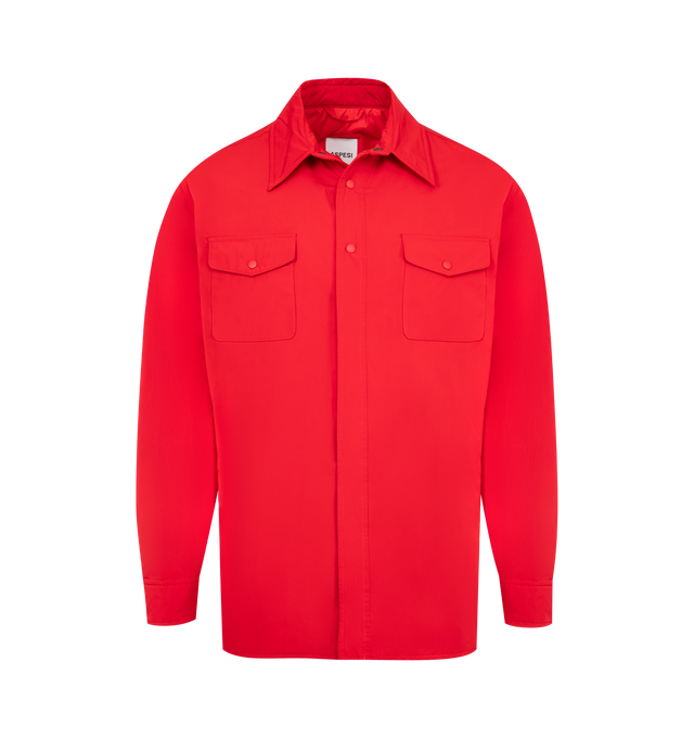 Image 1 of 2 - RED - ASPESI Camicia Giles Shirt featuring jacket shirt in waterproof polyester taffeta, with compact medium-weight Thermore wadding, shirt collar, visible press-studs on fastening and cuffs, patch pockets with flap and press-studs, lower welt pockets and loose fit. 100% polyester.