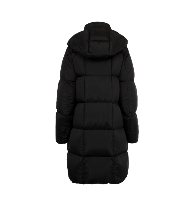 Image 2 of 4 - BLACK - MONCLER Litte Square-Quilted Hooded Long Down Jacket featuring nylon laqu lining, down-filled, detachable and adjustable hood, zipper and snap button closure, zipped pockets and elastic cuffs. 100% polyamide/nylon. Padding: 90% down, 10% feather.