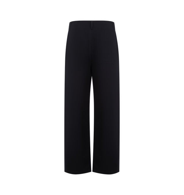 Image 2 of 3 - NAVY - LOEWE Trousers in medium-weight cavalry twill featuring pleats at the front, relaxed fit, regular length, mid waist, straight leg, concealed zip fly, buttoned coin pocket, seam pockets, rear patch pocket and LOEWE embossed leather patch placed at the front. Wool. Made in Italy.