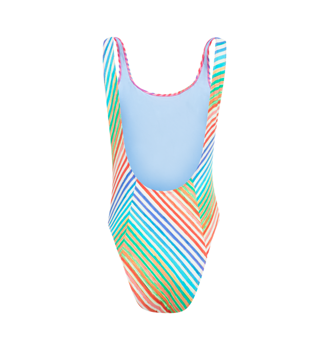 Image 2 of 2 - MULTI - CHRISTOPHER JOHN ROGERS Crayon Stripe Swimsuit featuring vibrant crayon stripes, scoop back and paneled style.