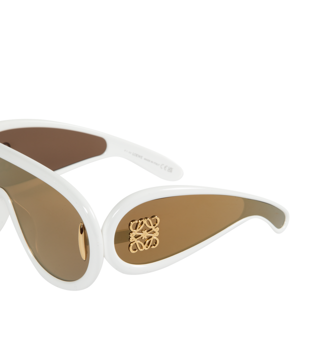 Image 3 of 4 - WHITE - LOEWE Paula's Ibiza Mask Sunglasses featuring logo at temples. 100% UV protection. Lens width: 134mm. Arm length: 145mm. Made in Italy. 