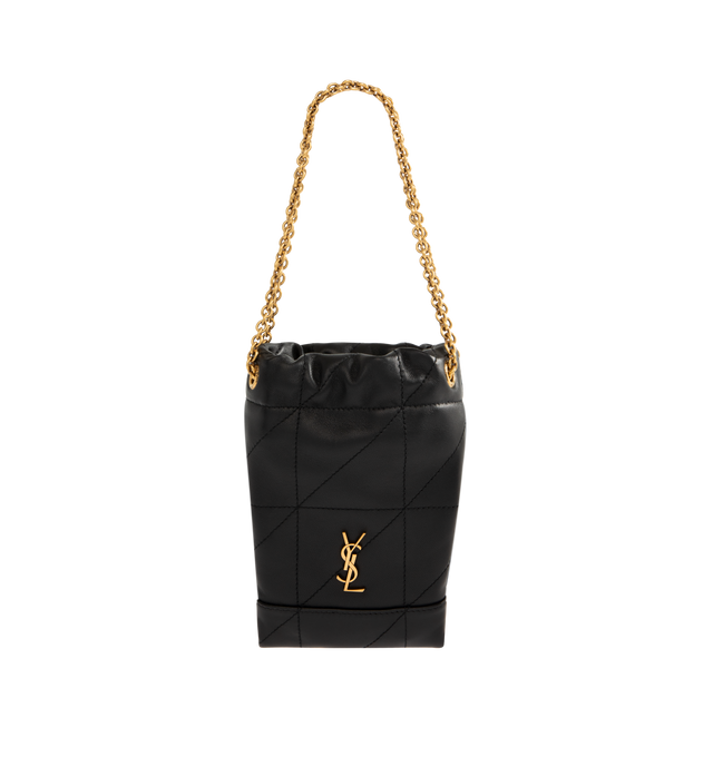Image 1 of 3 - BLACK - SAINT LAURENT Pouch Bag in supple nappa featuring quilted topstitching, chain handle, cassandre on the front and bronze-tone hardware. Made in Italy.