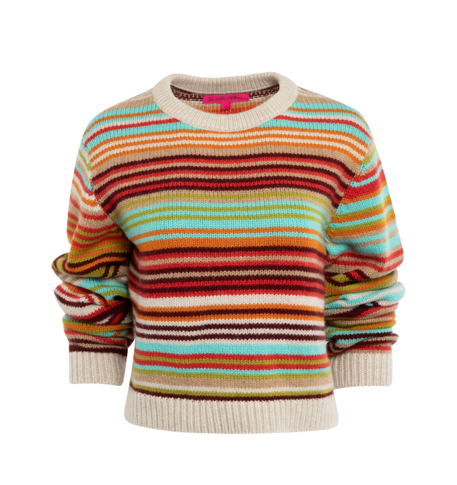 Image 1 of 2 - MULTI - THE ELDER STATESMAN Vista Stripe Sweater featuring crew neck, long sleeves, straight hem and stripe pattern. 100% cashmere. Made in USA. 