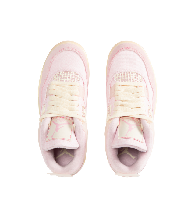 Image 5 of 5 - PINK - JORDAN Air Jordan 4 Retro Sneaker featuring synthetic leather and denim in the upper, Nike Air technology, soft foam midsole and rubber outsole.